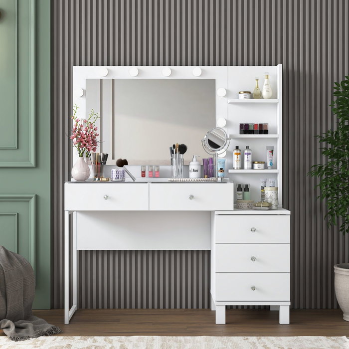 Hanah Home Mesa de Maquillaje con 10 Focos Blanco Hanah Home Mesa de Maquillaje con 10 Focos Blanco